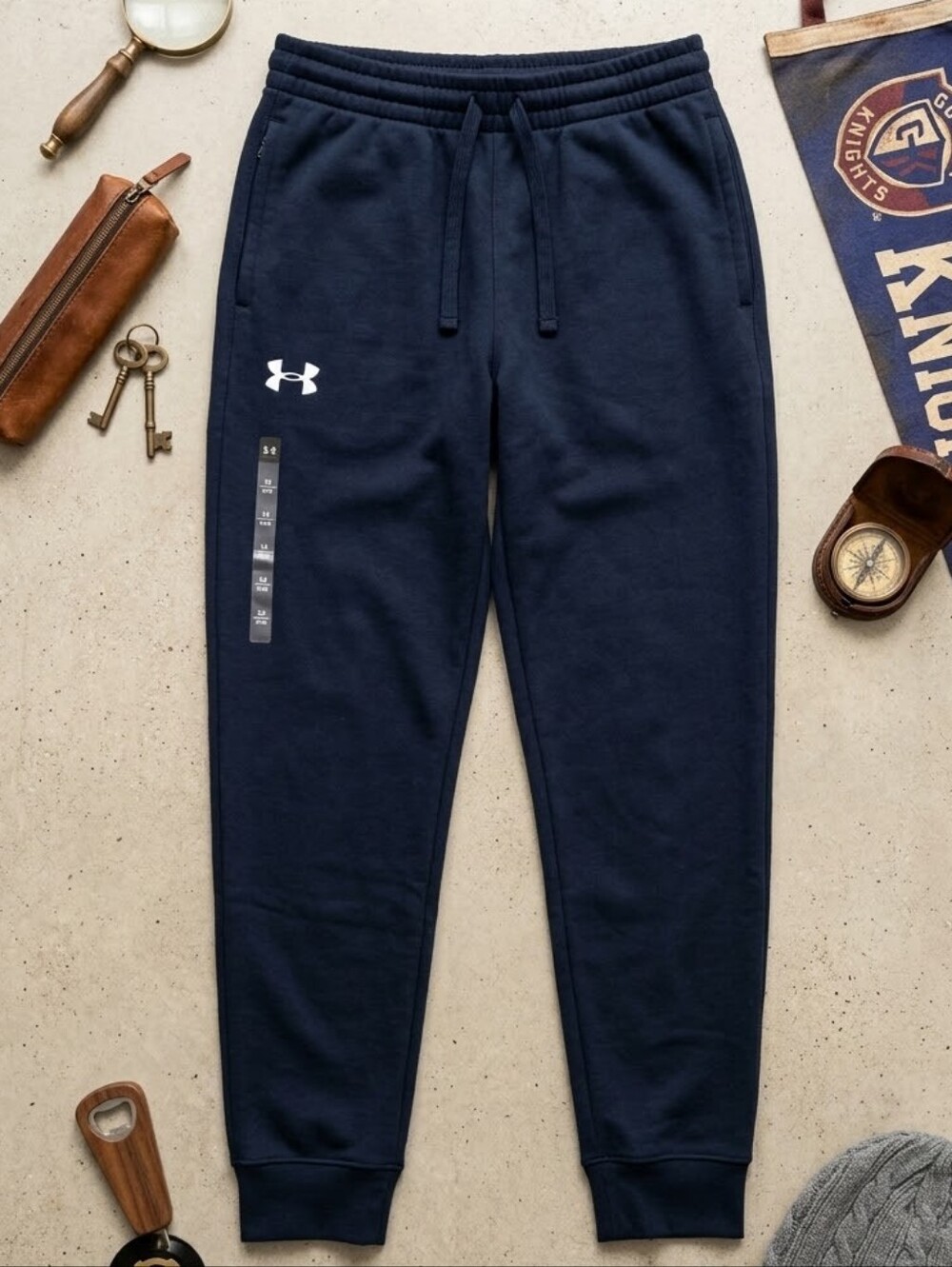 Under Armour Women's Icon Fleece Joggers Black White Gym Sweatpants Medium NWT